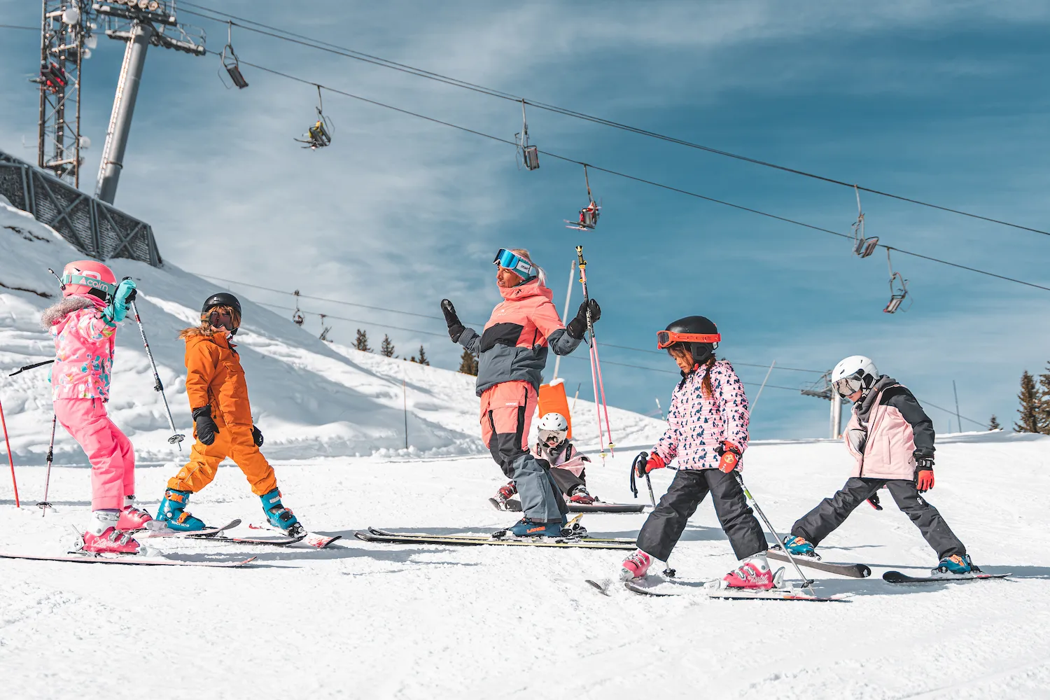 A ski instructor with 5 children 