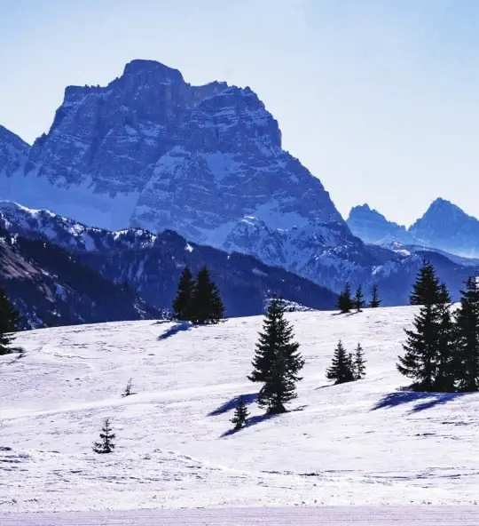 Ski resort Corvara in winter