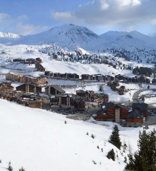 Ski resort La Plagne Soleil in winter