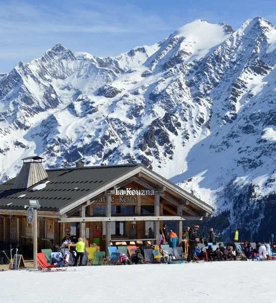 Ski resort Les Contamines Montjoie in winter