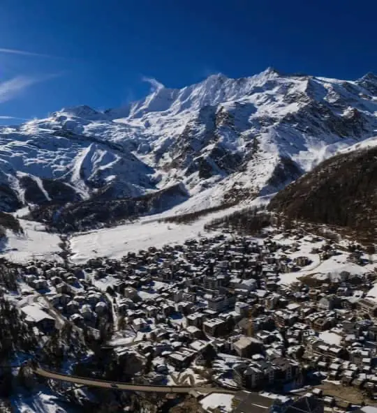 Ski resort Saas Fee in winter