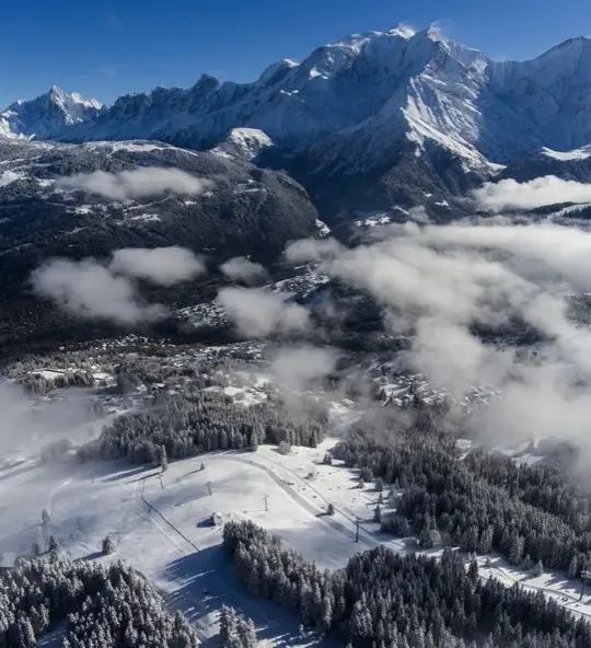 Ski resort Saint Gervais in winter