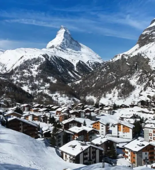 Ski resort Zermatt in winter